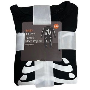 KIDS BABY UNISEX Halloween Skeleton Black & White Family Sleep Pajama 6-9 Months